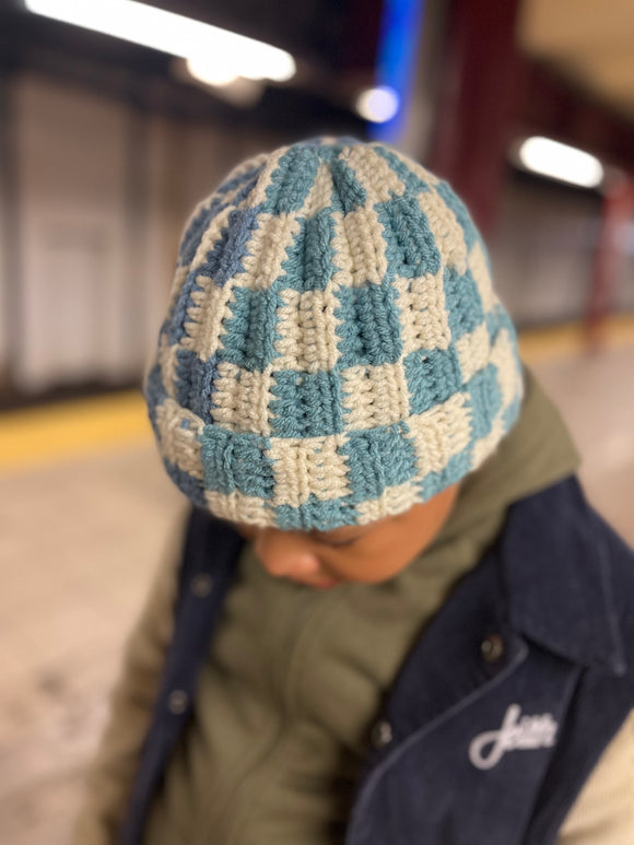 Two Toned Checkered Beanie