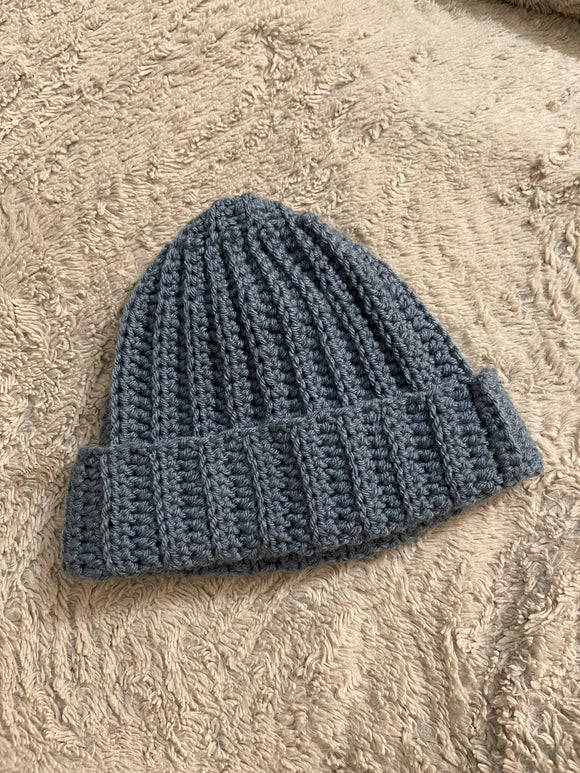 Crochet Beanie - Medium Blue